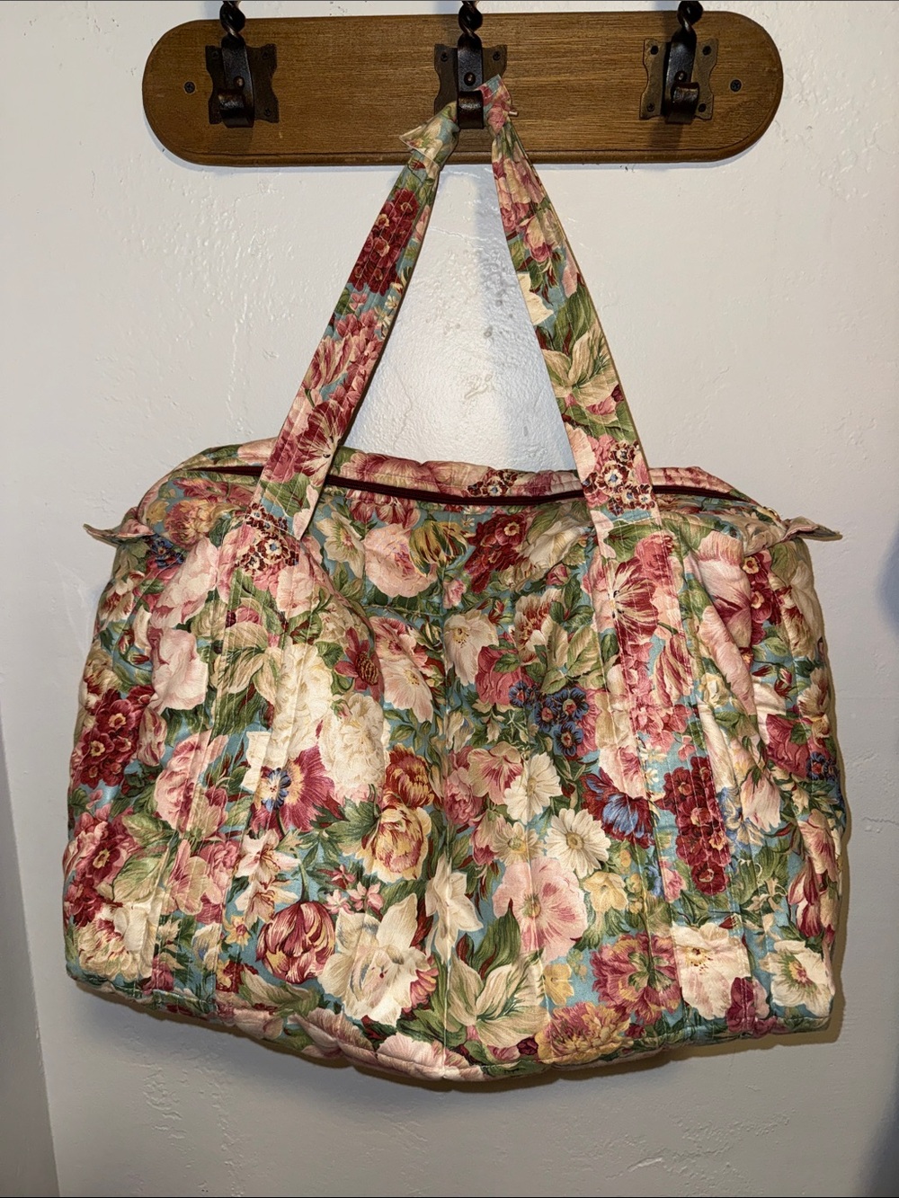 Floral Quilted Travel Tote Bag in Multicolor - oversized